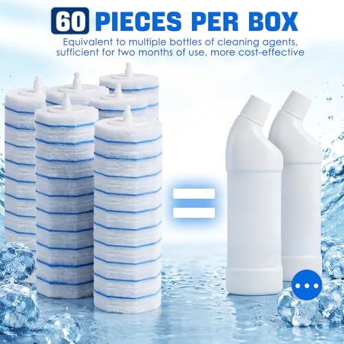 60 Count Toilet Stick Refills,Disposable Toilet Brush Refills Compatible with Clorox Toilet Stick,Upgrade Fiber Cleaner Heads,Secure Lock No Slip,Odor Neutralizing(Not Included Brush Rod) - size: 60 Count