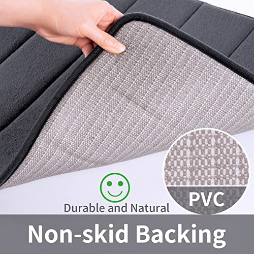 ROSMARUS Memory Foam Bath Mat 20' x 32', Water Absorbent Shower Mat, Thick Non Slip Bath Rugs with PVC Backing, Ultra Soft Bathroom Rugs for Floor & Tub, Charcoal Gray - color: Charcoal Gray, size: 20" x 32" (Rectangular)