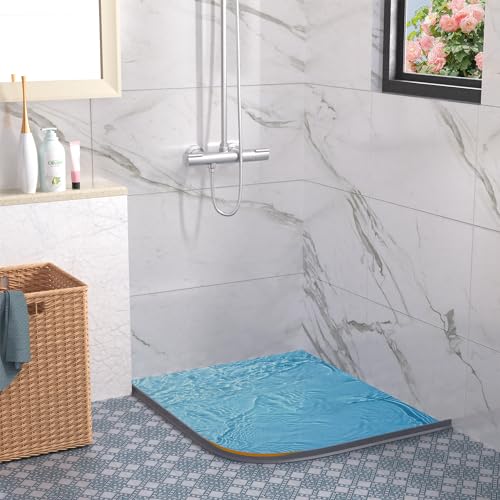 Water Dam for Sink Shower Tub Threshold Water Barrier Collapsible Water Stopper Barrier Water-Blocking Splash Guard Suitable (Heart - 1.18'' H - Gray, 78 Inch) - color: Heart - 1.18'' H - Gray, style: 78 Inch