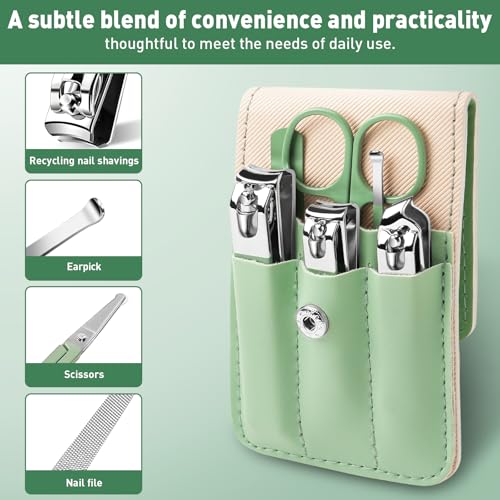 Manicure Kit Gifts for Women, Useful Nail Clipper Set, Christmas Small Gifts for Wife, Cute Stocking Stuffers for Teenage Daughter, Exquisite White Elephant Gifts for Adults (Green)