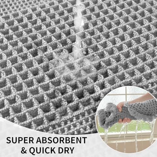 Waffle Bath Mat - Super Water Absorbing Bath Mat Quick Dry, Bathroom Rugs Non Slip Washable with Tassels, Rubber Backed Bathroom Mat for Bathroom Floor, Tub and Shower, 20" x 32", Light Grey - color: Light Grey, size: 20" x 32"