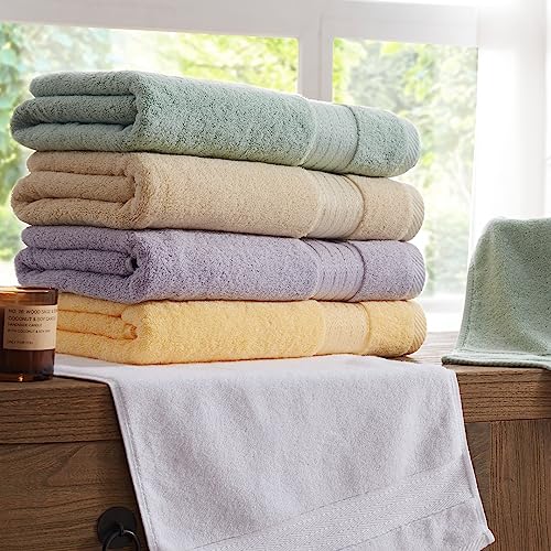 COZYART Beige Bath Towel Set, Turkish Cotton Hotel Large Towel Bulk for Bathroom, Thick Bathroom Set of 6 with 2 Bath Towels, 2 Hand Towels, 2 Washcloths, 650 GSM - color: Beige, size: 6 Piece Towel Set