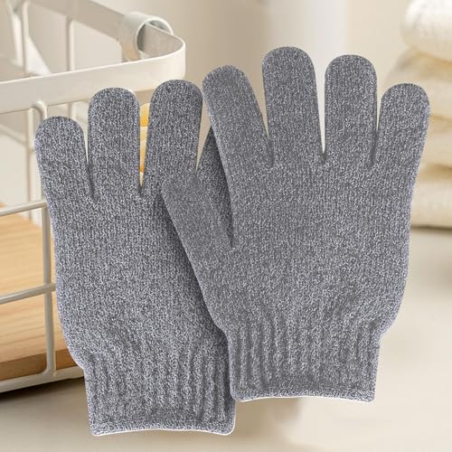 2 PCS Exfoliating Glove Loofah Sponge Exfoliating Body Scrubber Deep Cleansing Removes Dead Skin for Both Women and Men（Gray） - color: A3-gray