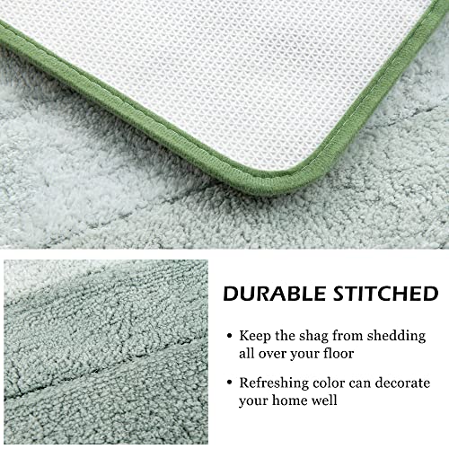 Kmson Ombre Bath Mat for Bathroom, Non Slip Ultra Soft and Thick Water Absorbent Bath Carpet, Machine Washable & Quick Dry Bathroom Rug, for Bedroom Door Living Room Green 17" x 47" - color: Green Rug, size: 17" x 47"