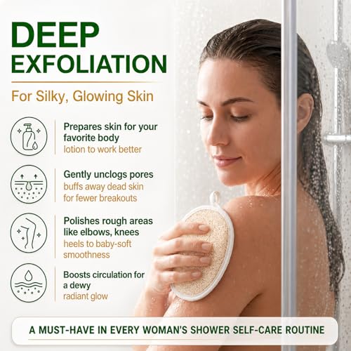 Natural Loofah Exfoliating Body Scrubber Pads, 24 Pack Dual Sided Shower Bath Loofah Sponge, Gentle Exfoliating Body Scrub for Men Women Full Body Cleansing - size: 1 Count (Pack of 24)