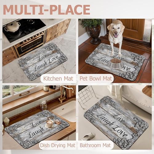 Live Laugh Love Bathroom Rugs,Bath Mats for Bathroom,Weathered Wooden Low Pile Absorbent Bath Mat,Rubber Backing Non Slip Washable Thin Quick Dry Door Mat 17x29.5 Inch - color: Live Laugh Love,weathered Wooden
