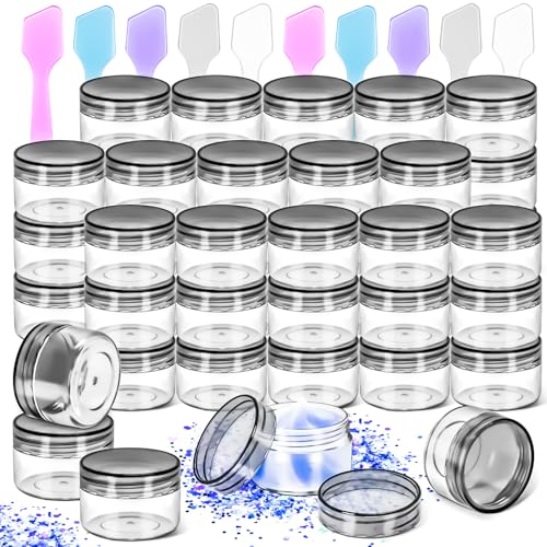45 Pack 15g Plastic Jars with Lids, 15ml Round Clear Cosmetic Containers Makeup Jars, 0.5oz Travel Size Container Jar with Spatulas for Makeup Sample Lotion Cream Ointment Salve Balm Powder - color: Black, size: 15g