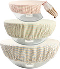 M L XL Dual-Layered Large Cotton Bowl Covers for Bread Sour Dough Rising, Waterproof TPU Liner, 9" 11" 13" Elastic Reusable Cloth Sourdough Shower Caps Lid for Proofing & Fermentation
