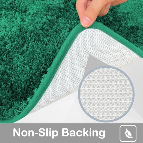 RUN HELIX Bathroom Rugs Set 3 Piece Soft Absorbent Bath Rugs, Microfiber Bath Mats Toilet Rug with Non-Slip Rubber Backing, Bath Rug Sets for Bathrooms, Deep Green - color: Light Green