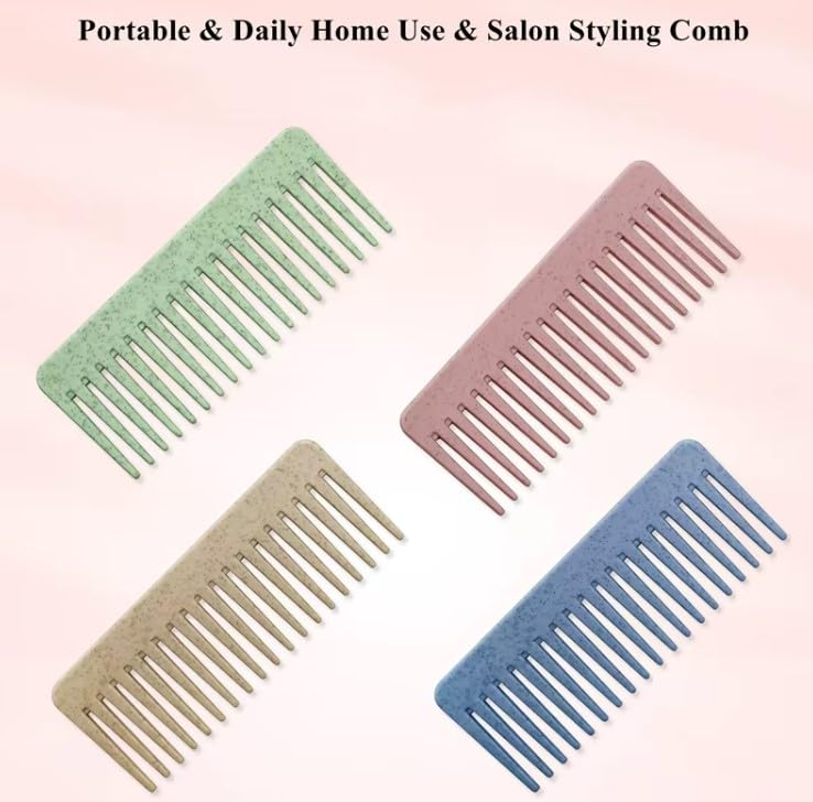 Wheat Straw Hair Brush and Comb Set - 100% Eco-Friendly - Wide Tooth Comb, Brush, and Scalp Massager Reduces Frizz & Promotes Healthy Hair Growth (3pc Combo) - color: Green
