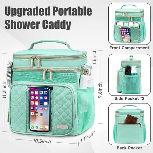 Tealari Large Toiletry Bag for Women Men,Bathroom Bag,Water Resistant Shower Bag,Makeup Bag,Portable Shower Caddy for College Dorm,Hanging Travel Toiletry Bag with Transparent Waterproof Phone Pocket - color: Green
