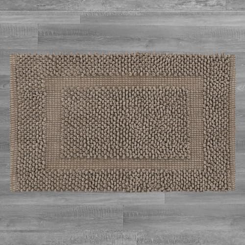 Jean Pierre New York 100% Chenille Cotton Skid Resistant Plush Bath Mat - 27"x45" Bathroom Rug - Brown Cappuccino - color: Brown Cappuccino, size: 2'3" x 3'9" (Rectangular)