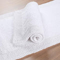 Bedding Craft Cotton Bathroom Mat Set, Reversible Water Absorbent Bath Mat Rug, Machine Washable, 2 Pieces (17x24 + 21x34) - color: White, size: 1'5" x 2' + 1'9" x 2'10" (Rectangular)