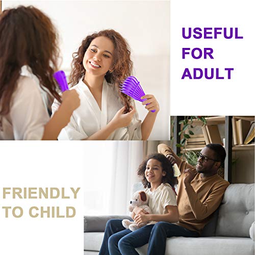 2 Pieces Detangling Brush for Afro America/African Hair Textured 3a to 4c Kinky Wavy/Curly/Coily/Wet/Dry/Oil/Thick/Long Hair, Knots Detangler Easy to Clean (Beige, Purple) - color: Beige, Purple