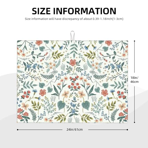 2Pcs Dish Drying Mats Faucet Mats Sets Large Size Coffee Mats Sink Faucet Mat Splash Guard for Kitchen Counter Bathroom Sink Coffee Bar Kitchen Decor (Wildflowers 1, 18"x24" 15" x 5.5"Set) - color: Wildflowers 1