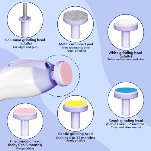 Qunlions life Baby Nail Trimmer Electric, 6 in 1 Rechargeable Baby Nail Clippers Manicure Set Grooming Kit for Toddler Infant or Adults (Purple) - color: Rechargeable-purple