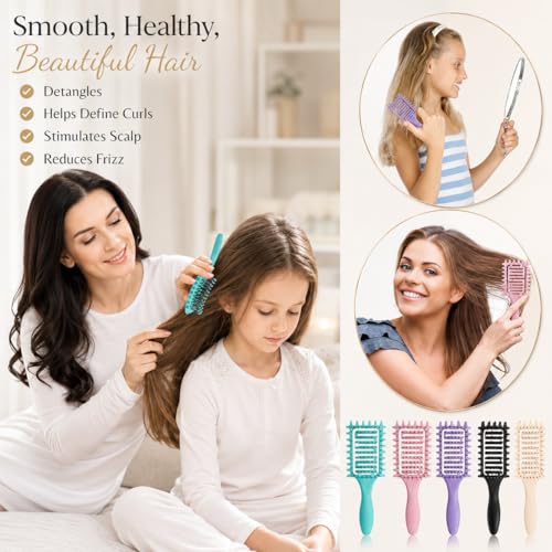 Curl Defining Brush for Curly Hair, Vented Detangling Hair Brush for Wet and Dry Styling, Curved Brush for Shaping and Smoothing Curl Clumps, Lightweight Hair Brush (2Pcs Black) - color: 2Pcs Black