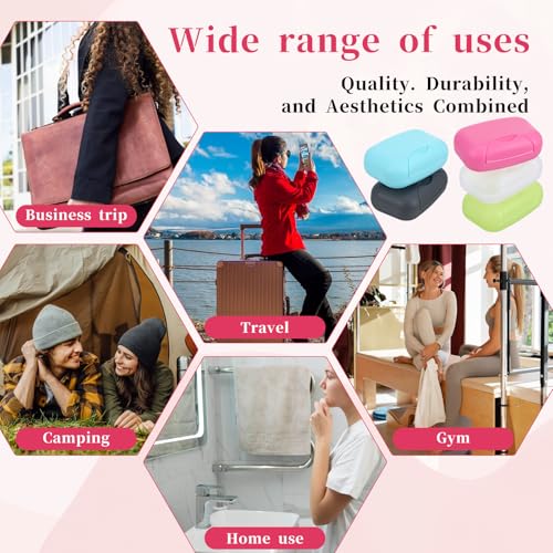 20 PCS Soap Box Holder,Plastic Travel Soap Dish, Portable Leak Proof Soap Case Container for Bathroom,Camping,Gym,Business Trip,10 Colors