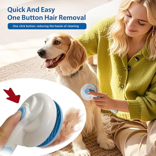 NVNAN 5-Piece Dog Grooming Brush Set with Grooming Gloves | Includes deshedding comb, shampoo brush, and pet hair removal tools for shedding, bathing, and brushing - color: Blue-4