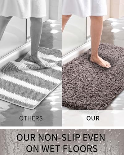 Toilet Rugs U-Shaped Mat 24x22, Contour Bathroom Mat - Ultra Soft & Absorbent Microfiber, Quick-Dry, Machine Washable with High Density Foam Latex Non Slip Backing, Dark Grey - color: Dark Grey, size: 24" X 22"(Toilet Rug)