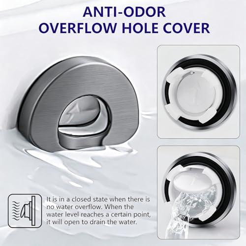 Basin Sink Overflow Ring Metal Sink Trim Overflow Cover Hole Insert Cap for Bathroom Kitchen Ceramic Sinks (Gray) - color: Gray