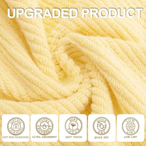 Yellow Towels for Bathroom - 100% Cotton | Quick Dry | Soft | Thick | Large, 3 Piece Towel Set, 1 Large Bath 30" x 56", 1 Hand 18" x 28", 1 Wash Cloth 13" x 13", Bathroom Essentials, Lemon Glow - color: Lemon Glow, size: 3 PC Bathroom Towel Set