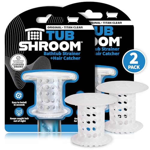 TubShroom Bathtub Drain Hair Catcher – In-Drain Tub Strainer & Clog Prevention Protector, Fits Standard 1.4”–1.75” Tub Drains, Easy Clean, Captures Human & Pet Hair out of Sight (Clear) - color: Clear