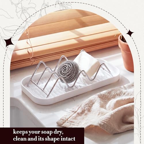 Patelai Soap Dish Stainless Steel Bathroom Bar Soap Holder for Shower Rust Proof Metal Self Draining Sponge Shelf Tray for Kitchen Sink (Wave Style) - style: Wave Style