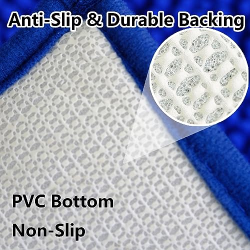 Bathroom Rugs Chenille 3-Piece Extra Soft and Absorbent Shag Bathroom Rugs, Machine Wash Mat, Strong PVC Non-Slip Underside, Plush Carpet Mats (Royal Blue) - color: Royal Blue, size: 2'8" x 1'8" (16x24"+20x32"+20x20"U shape）