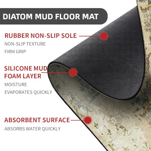 Diatomaceous Earth Bath Mat,Abstract Art Golden Sun Non-Slip Volume Super Absorbent Fast Drying for Bathroom Kitchen Door mat,Eco-Friendly Easy to Clean 16×24Inch (40 * 60cm) - color: Abstract Art Golden Sun, size: 1'4" x 2'0" (Rectangular)