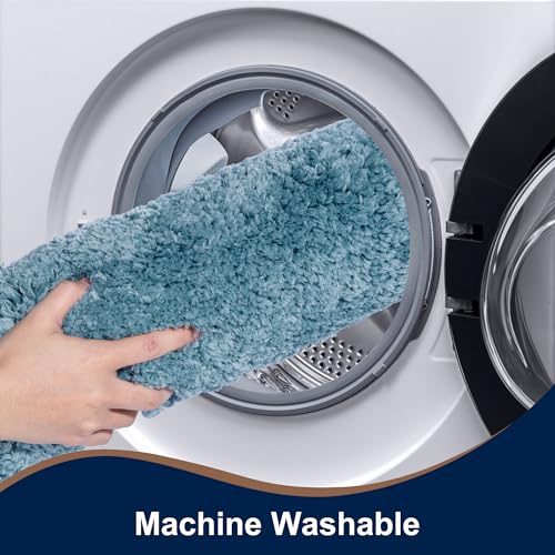 3 Pieces Luxury Bathroom Rug Set with U-Shaped Toilet Rug, Non-Slip Rubber Bottom, Thick Microfiber Fluffy Plush, Water absorption, Quick Dry, Ultra Soft, Bath Mats for Bathroom, Tub(Lake Blue) - color: Lake Blue