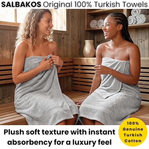 SALBAKOS 2-Piece 100% Turkish Cotton Extra Large Bath Towel 35x70 inch | Premium Hotel Quality Bath Sheet Towels | Thick, Soft, Absorbent, Oversized Bath & Beach Towels (Silver, 2 Bath Sheets) - color: Silver, size: 2 Bath Sheets