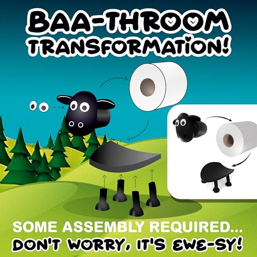 Black Sheep Toilet Paper Holder, Free-Standing Toilet Paper Roll Organizer, Funny Farmhouse Bathroom Decor, Novelty Sheep Bathroom Accessory – 3 Pack Gift Box - size: 3 Pack Gift Box