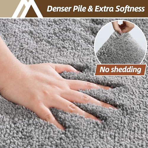 COSY HOMEER Extra Thick Bath Rugs for Bathroom - Anti-Slip Bath Mats Soft Plush Yarn Shaggy 100% Strong Mirco Polyeste Mat Living Room Bedroom Mat Floor Water Absorbent(Grey,16x24 - Inches) - color: Grey, size: 1'4" X 2' (Rectangular)