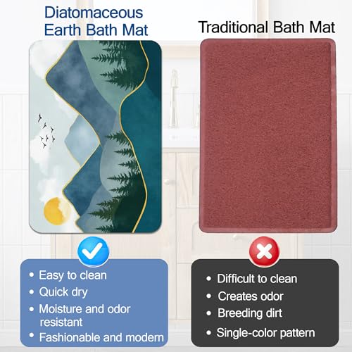 Elightvap Mountain Landscape Sun Bathroom Rugs Mat Non Slip Absorbent Quick Dry Rug Bath Mats for Bathroom Floor Bathtub,17 * 29.5 Inches - color: Mountain Landscape Sun