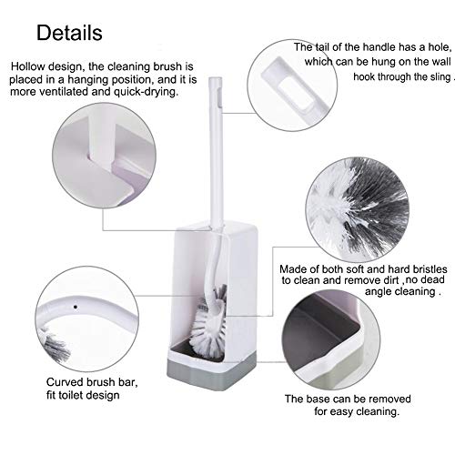 Marbarsse Bathroom Toilet Bowl Brush and Holder, Curved Design Toilet Brush for Deep Cleaning Under Rim, Best Toilet Brush Set, Easy Handy CompactToilet BowlCleaner Brush for Bathroom, 2 Pack - color: 2 Pack