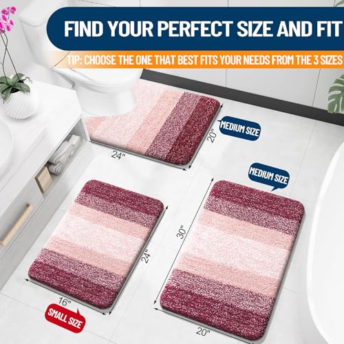 OLANLY Small Bathroom Rugs Mat 24x16, Extra Soft Absorbent Microfiber Bath Rugs, Rubber Backing, Quick Dry, Machine Washable Bath Mats for Bathroom Floor, Tub and Shower, Home Decor Accessories, Red - color: Red, size: 24" X 16"