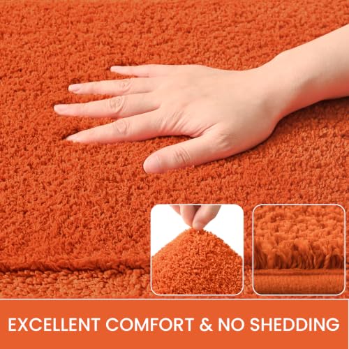 LOCHAS Bathroom Rug Set Orange, Soft Bath Rug Set 2 Piece Set, Toilet Mat U-Shaped 20x20 and 34x20 Bath Rugs, Quickly Dry Mats for Bathroom, Tub, Washable, Super Absorbent Floor Mat - color: Orange, size: 34" x 20" Plus 20" x 20" (U-Shape)