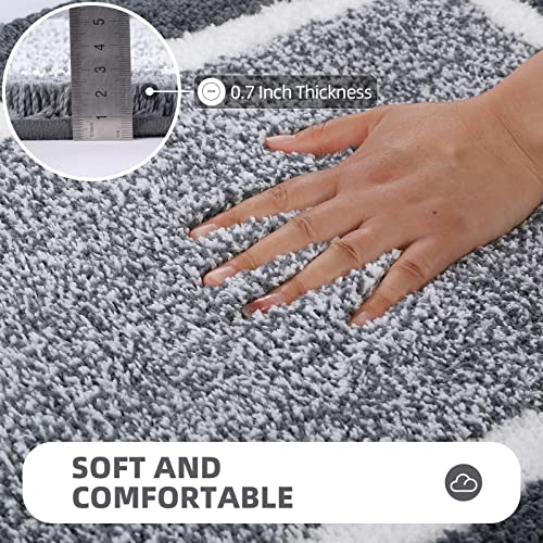 Bathroom Rugs Sets 3 Piece with U-Shaped Contour Toilet Mat Shower Rugs Absorbent Microfiber Plush Bath Mats Non Slip Bath Rugs Shaggy Floor Mats Machine Washable - color: Dark Grey