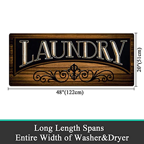 Pauwer Laundry Room Rug Runner 20"x48" Waterproof Rubber Laundry Mat Non Slip Kitchen Mats for Floor Washable Floor Mat Runner Rug for Farmhouse Mudroom Washroom Bathroom Decor - color: Laundry Brown, size: 1'8" x 4'