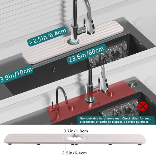 Water Absorbing Stone Kitchen Sink Mat, Faucet Splash Guard for Bathroom Counter - color: 23.6" x 3.9" White C