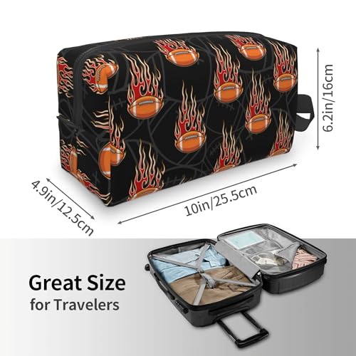 Kids Travel Toiletry Bag for Boys Girls - Waterproof Makeup Pouch Hanging Cosmetic Wash Bags Dopp Kit Shaving Bag for Toiletries Accessories(Fire Football) - color: Fire Football