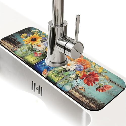 Faucet Fast Absorbent Pad - Vintage Vase Dais Drying Pad, Suitable For Kitchen, Bathroom, Island And Other Scenes - color: Vintage vase Dais