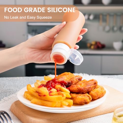 MICEBAY Condiment Squeeze Bottles for Sauces, 6-oz Mini Silicone Salad Dressing Container to Go with Reusable Sandwich Bag, Leakproof Sauce Bottle for Lunch Box, 4 Pack, Candies - color: Candies, size: 6 OZ