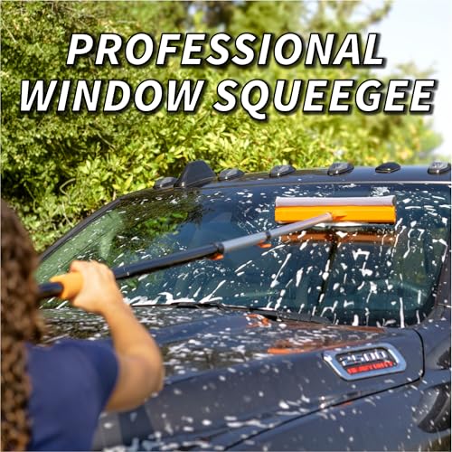 5-18 ft Window Washer Squeegee Kit with Extension Pole (24+ Foot Reach) // Long Handle Squeegee for Window Cleaning & Car Cleaning Multi-Use//Telescopic Professional Window Cleaning Squeegee for Home - size: 18 feet
