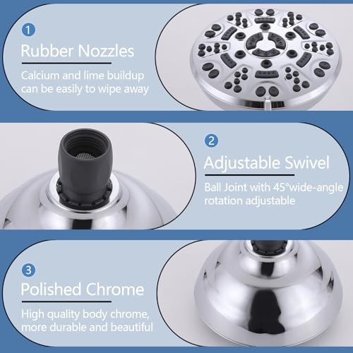 2 Handle Shower Faucet,Wall Mounted Two Handles Shower Faucet Set with 8 Modes Rainfall Shower Head,2 Knobs Single Function Shower Trim Kit with Rough-in Valve,Chrome - color: Chrome, style: 2 Handles-Single Function