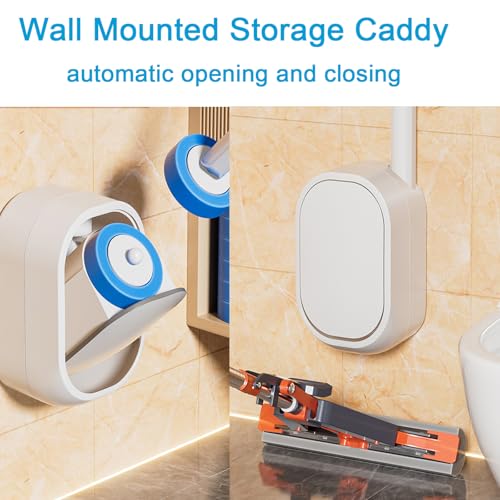 Wall Mounted Disposable Toilet Brush and Holder Toilet Bowl Cleaner with 18 pcs Refills Sponges Pad Replacement Brush Heads (1x Toilet Brush + 18 pcs Refills)