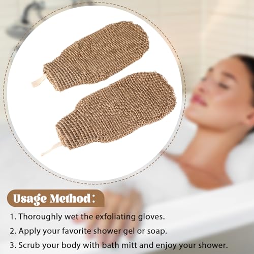 30 Pcs Exfoliating Shower Gloves Stretchable Jute Bath Mitts with Hanging Loop Body Scrubber Exfoliator Loofah Washcloth Deep Clean Dead Skin for Spa Massage Skin Shower Hotel Use(Brown) - color: Brown