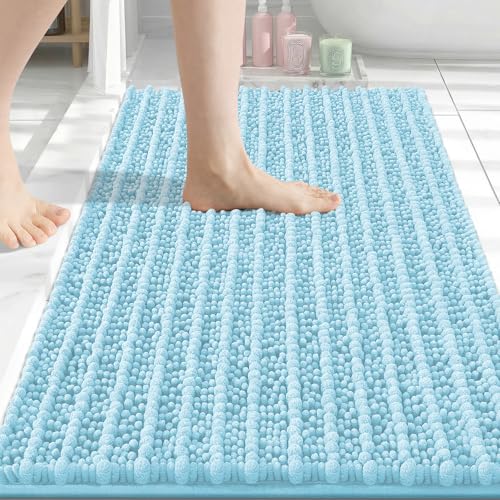 Arotive Luxury Bathroom Rugs 34x21, Extra Soft Thick Absorbent Shaggy Chenille Bath Rugs, Machine Wash Dry, Bath Mats for Bathroom Floor, Tub and Shower, Home Decor Accessories, Blue - color: Blue, size: 34" X 21"