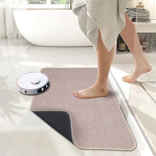 Bath Mat,Ultra Thin Bathroom Rugs,Rubber Bath Mats for Bathroom,No Slip Bath Rugs,Quick Dry,Machine Washable,Low Pile,Absorbent,Shower Outside,Sink,Home Decor Accessories.Beige,1'5"x2'3"(2 Pack) - color: Beige, size: 1'5" X 2'3" (2 Pack)